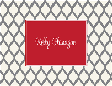 Grey Lattice Foldover Note Cards